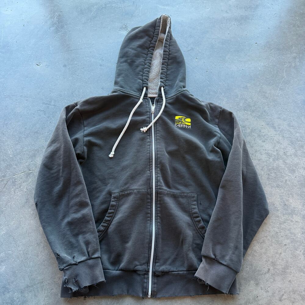 Vintage Y2k Cabrinha Sherpa Surf Beach Gray Distressed Full Zip Sweatshirt L